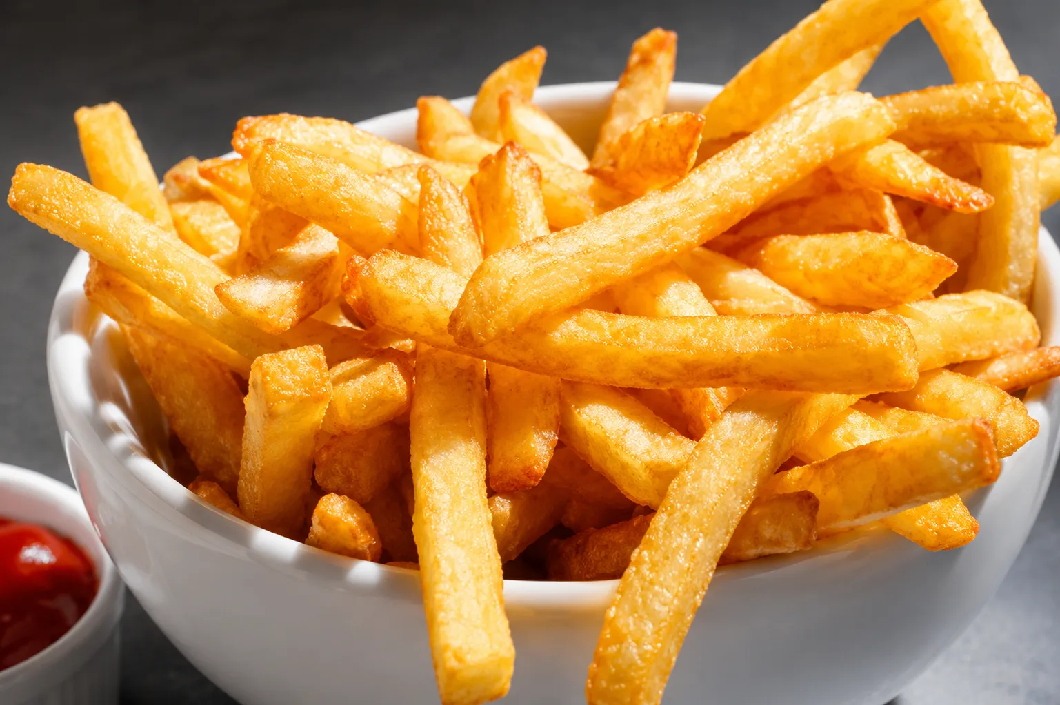 French fries with ketchup
