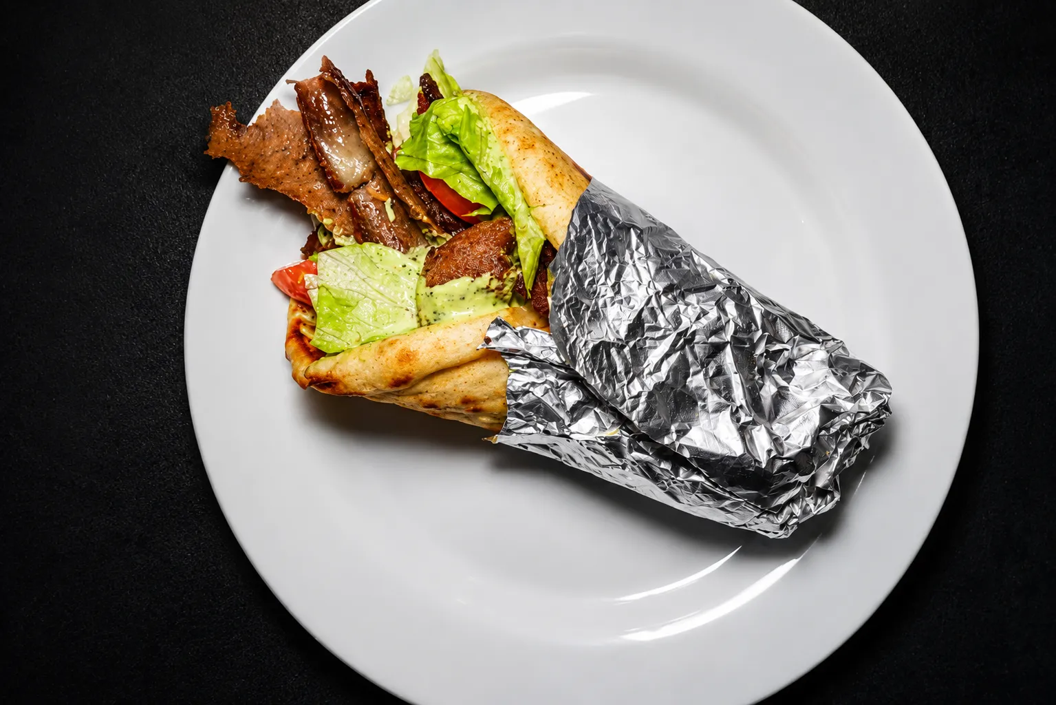 Chicken shawarma wrap plate