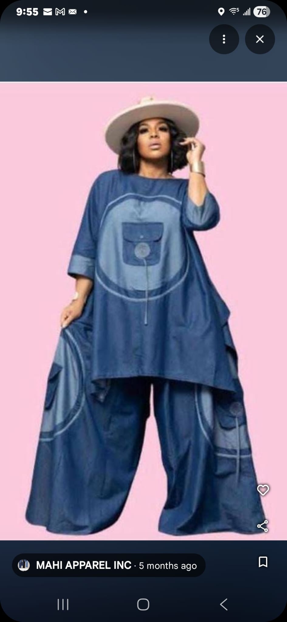 Denim Top & Bottom Plus-Size Set